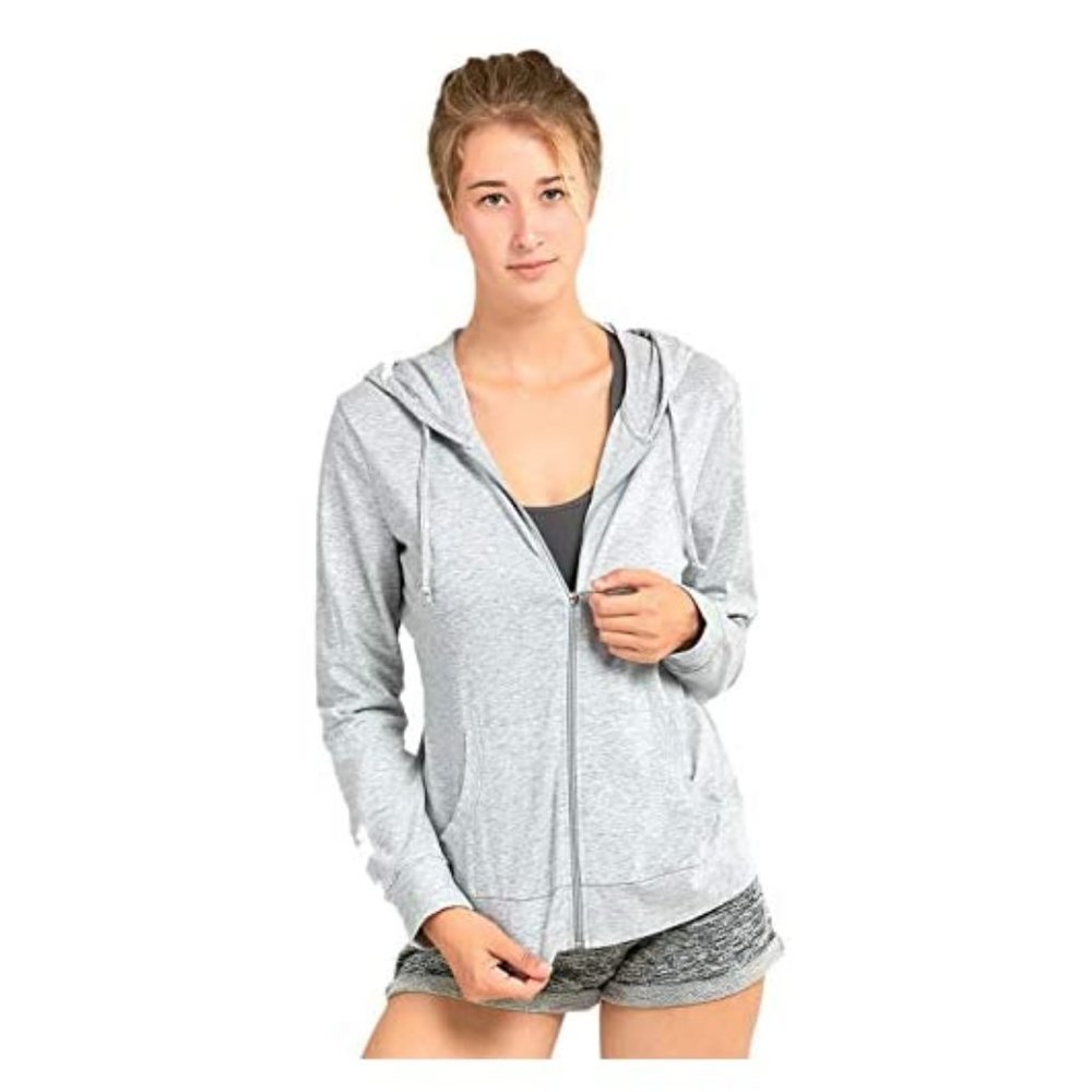 Women's Thin Cotton Zip Up Hoodie Jacket